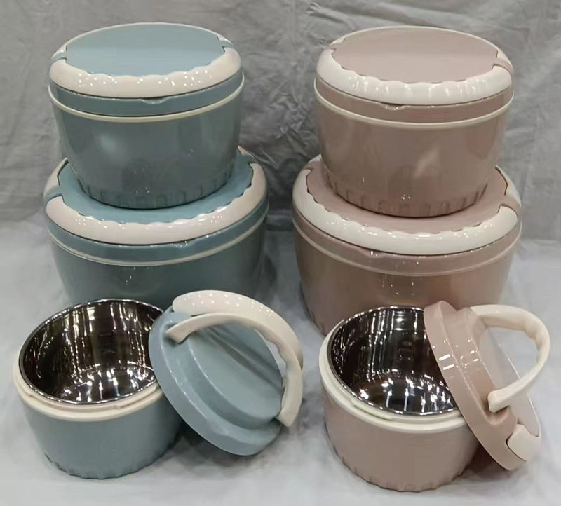 3PC Stainless Steel Interior Insulated Luxury Food Warmer Set