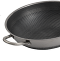 Single Handle Laser Coated Honeycomb Stainless Steel Wok With Lid