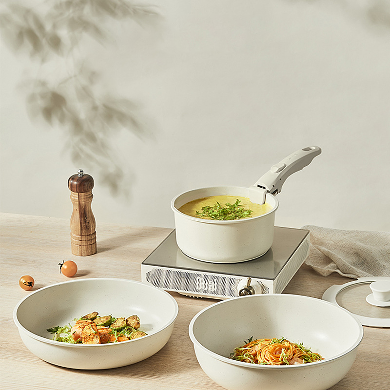 11-Piece Non-Stick Maifan Stone Cookware Set with Detachable Handle