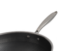 Single Handle Laser Coated Honeycomb Stainless Steel Wok With Lid