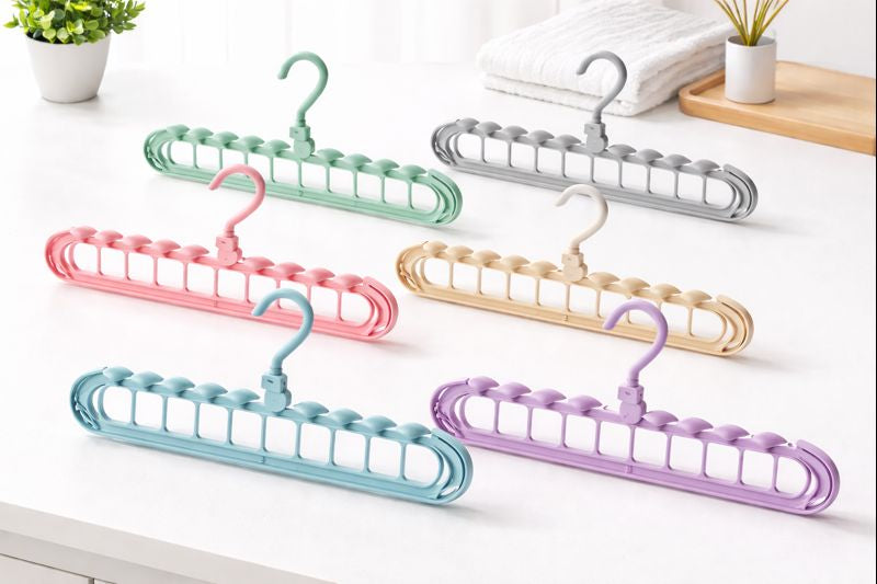 Multi-layer wardrobe organizer with rotating hook for efficient space saving storage