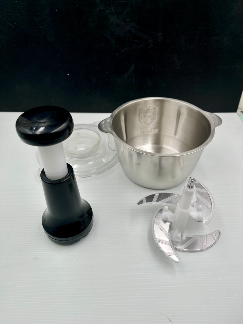 Multifunctional Hand Press Chopper Steel Bowl with 4 Blades - 2L - Techmanistan in Pakistan