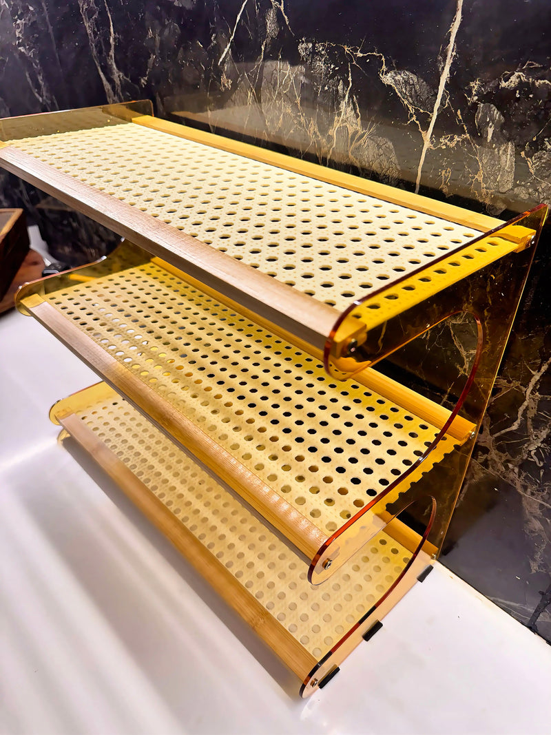 3-Tier Bamboo & Acrylic Kitchen Storage Organizer