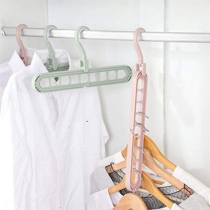 Durable 9-slot multi-layer hanger construction for compact closet organization