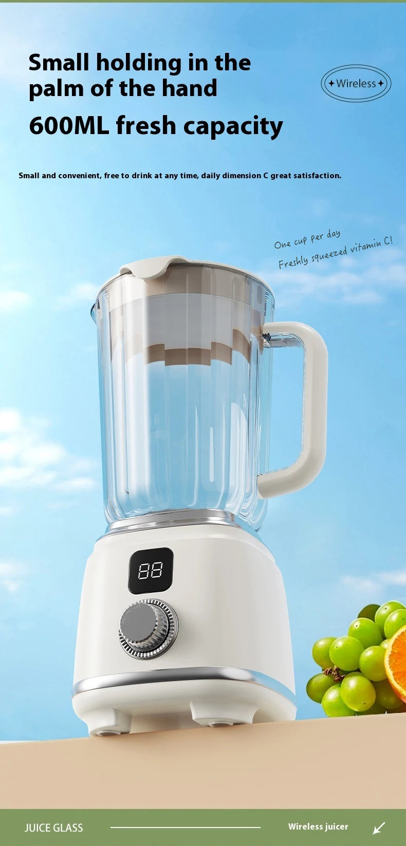 Rechargeable Electric Juicer Jug, Blender