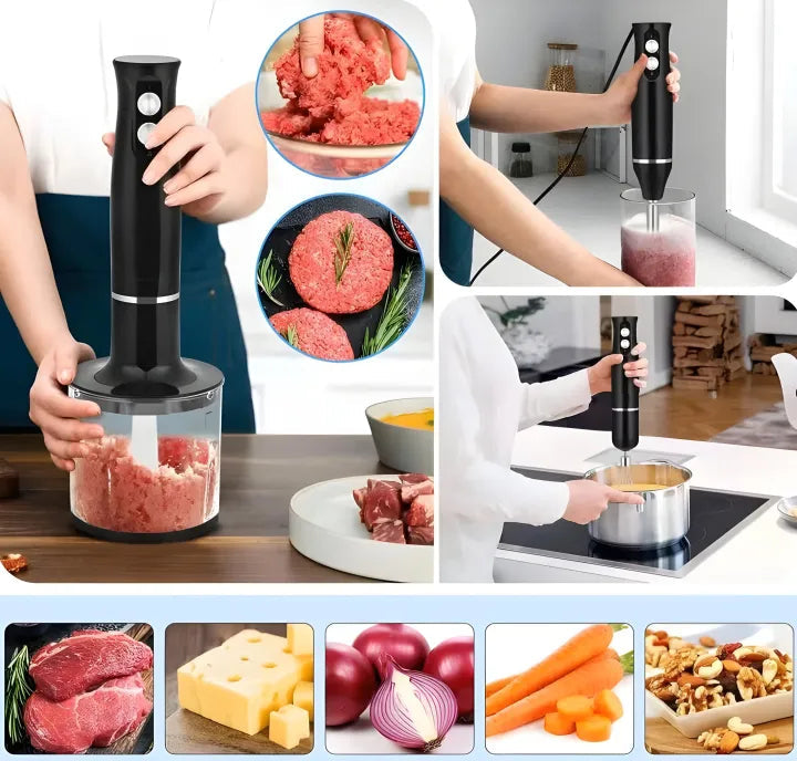 4-in-1 Hand Blender Set Blend, Chop, & Whisk