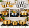 Hammered Design Stainless Steel Cooking Pot Set with Glass Lids