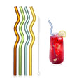 Set of 4 - Random Color Glass Straws with Cleaning Brush