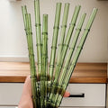 Set of 4 - Random Color Glass Straws with Cleaning Brush
