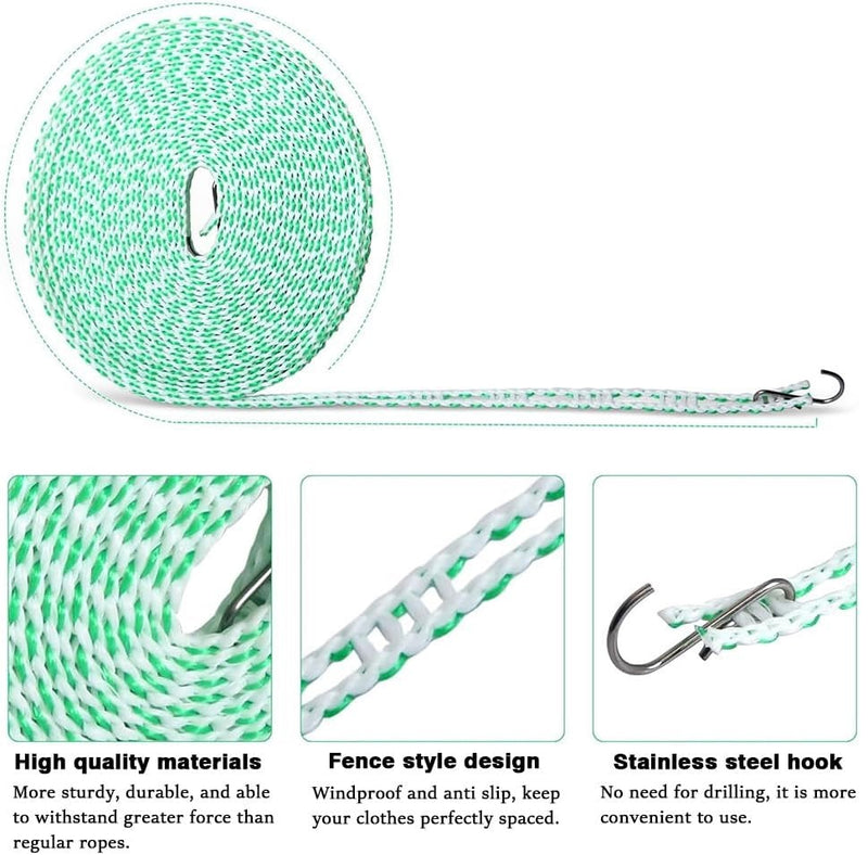Windproof Clothesline Rope – Widened Anti-Skid Clothes Drying Line