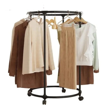 360° Rotating Garment Rack with Wheels – Round Clothes Stand
