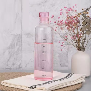 Clear Glass Water Bottle with Time Marker Cover Techmanistan