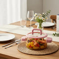 Heat Resistant Clear Glass Pot with Lid & Fire Proof Handles