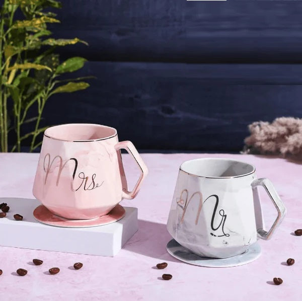Mr. & Mrs. Marble Pattern Mug Techmanistan