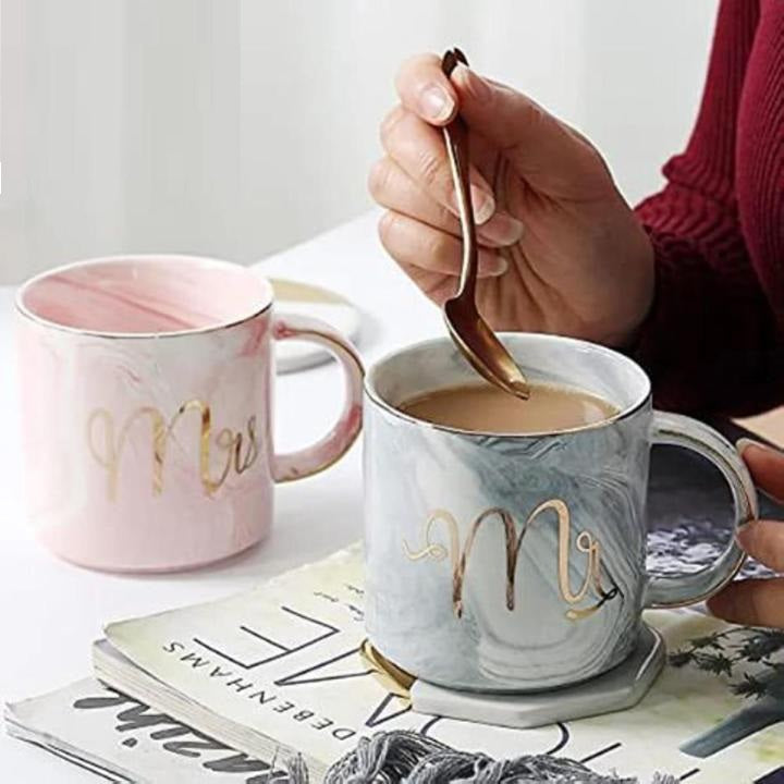 Mr. & Mrs. Marble Pattern Mug Techmanistan