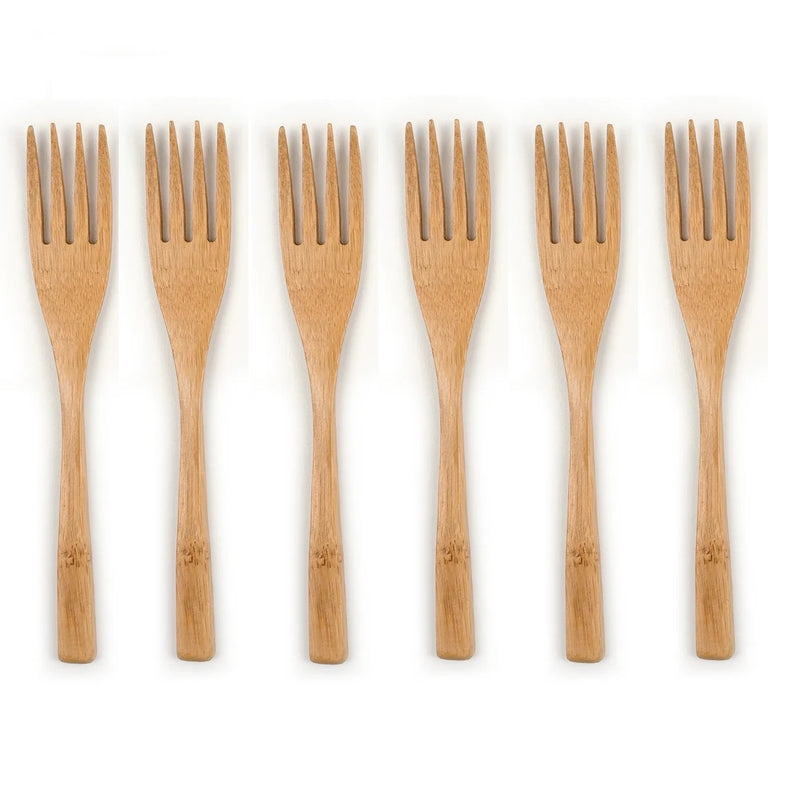 6 Piece Reusable Bamboo Forks