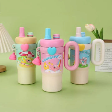 900ml Kawaii Insulated Tumbler with Handle and Straw