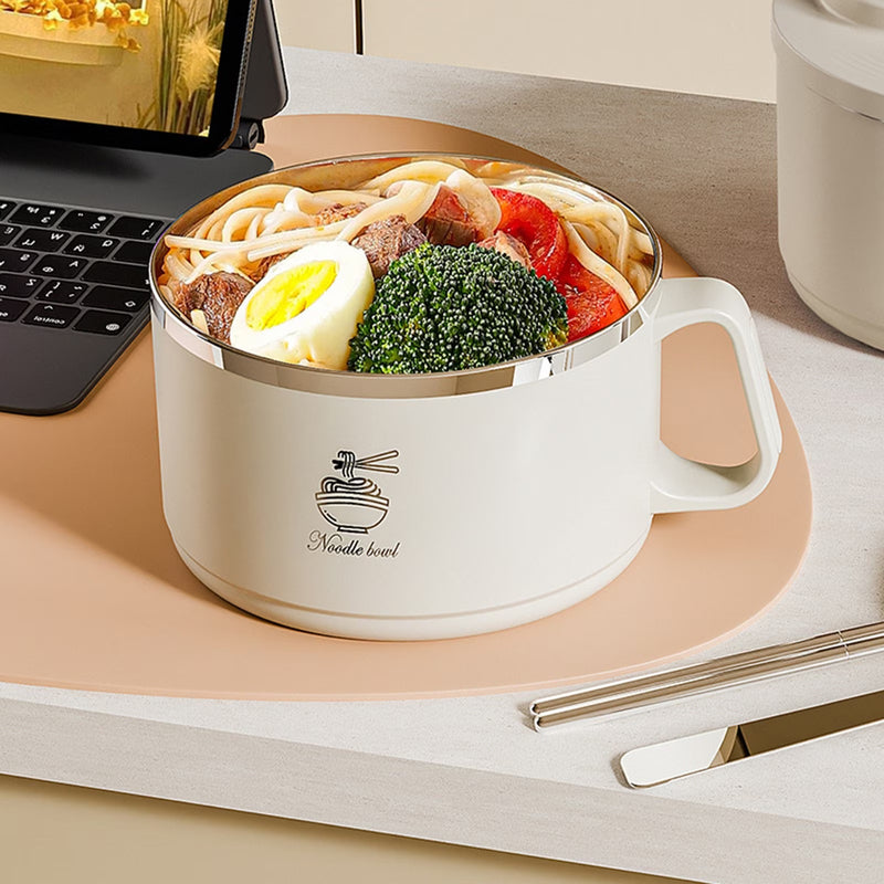1400ml Noodle Bowl with Folding Cutlery and Anti-Scald Handle