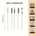 Geometric Pattern Ceramic Chopsticks Set, 5 Pairs