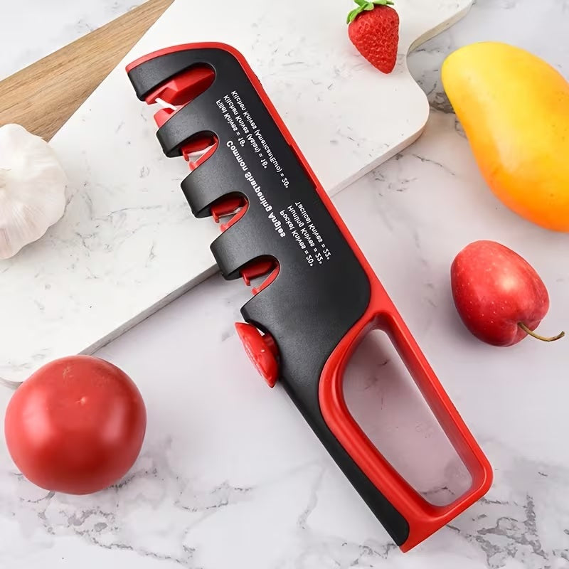 4-in-1 Adjustable Angle Knife Sharpener Tool - Red