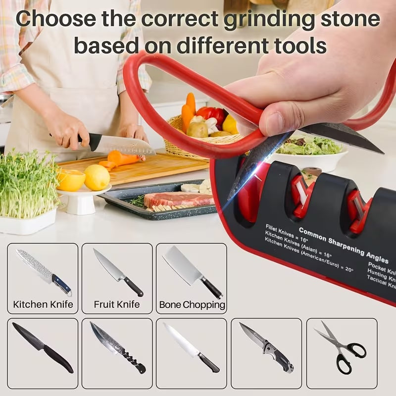 4-in-1 Adjustable Angle Knife Sharpener Tool - Red