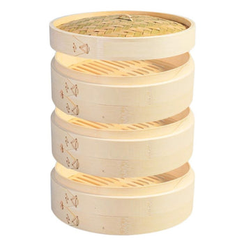 Bamboo Steamer Basket with Lid, 26cm and 30cm
