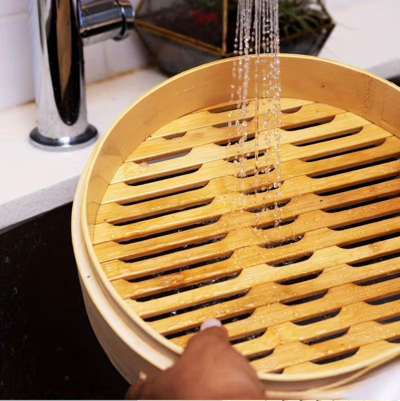 Bamboo Steamer Basket with Lid, 26cm and 30cm