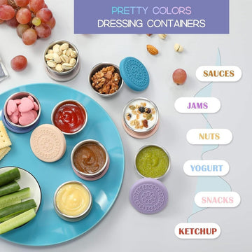 Stainless Steel Condiment Containers with Silicone Lids, Set of 6