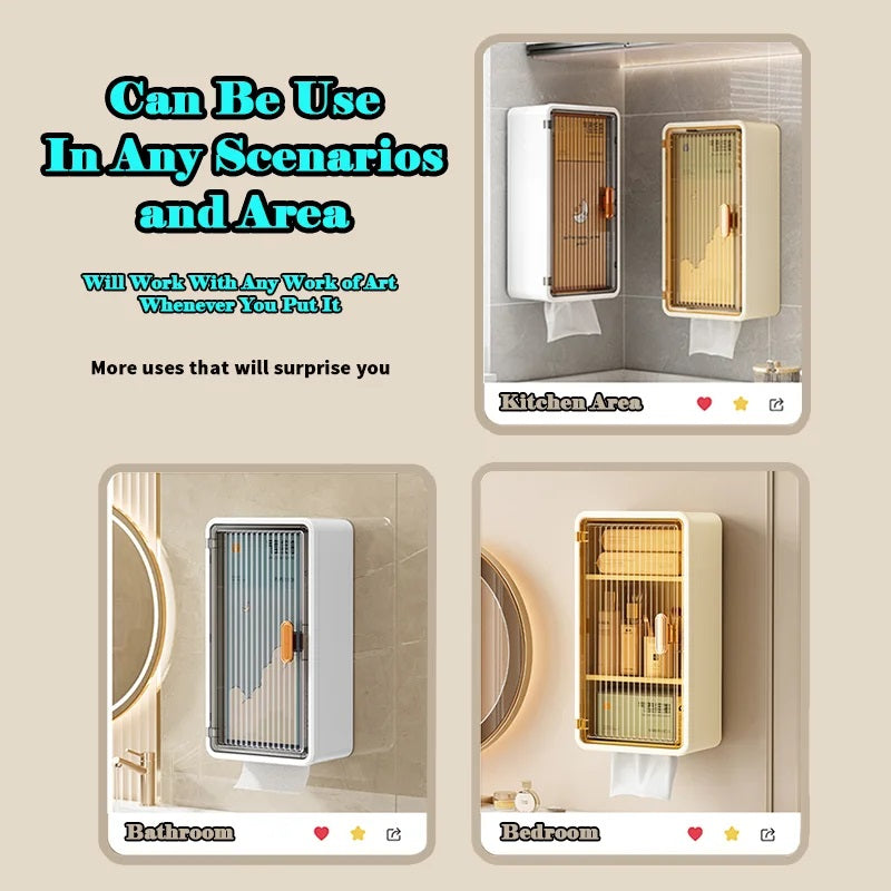 3 Layer Bathroom Storage Organizer with Transparent Window & Waterproof Lid