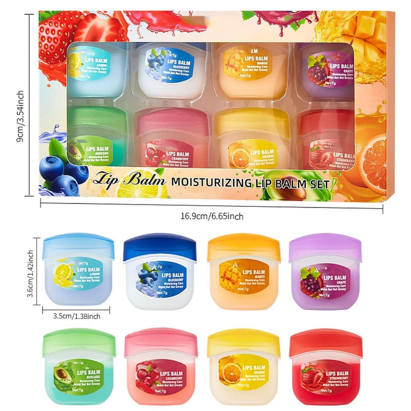 Fruity Lip Balm Set, 8 Fruit Flavors