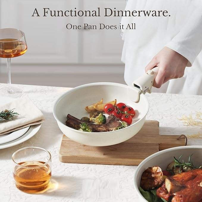 11-Piece Non-Stick Maifan Stone Cookware Set with Detachable Handle
