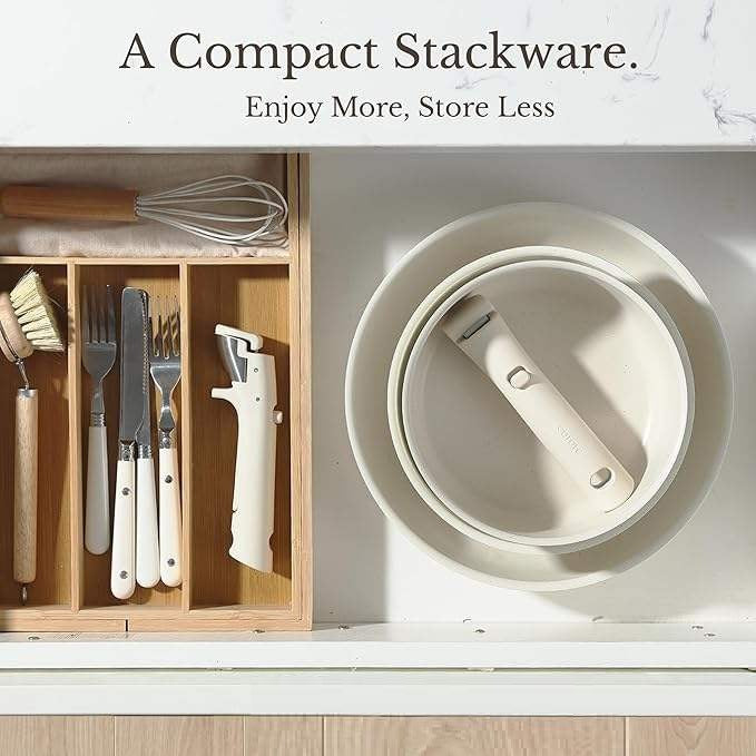 11-Piece Non-Stick Maifan Stone Cookware Set with Detachable Handle