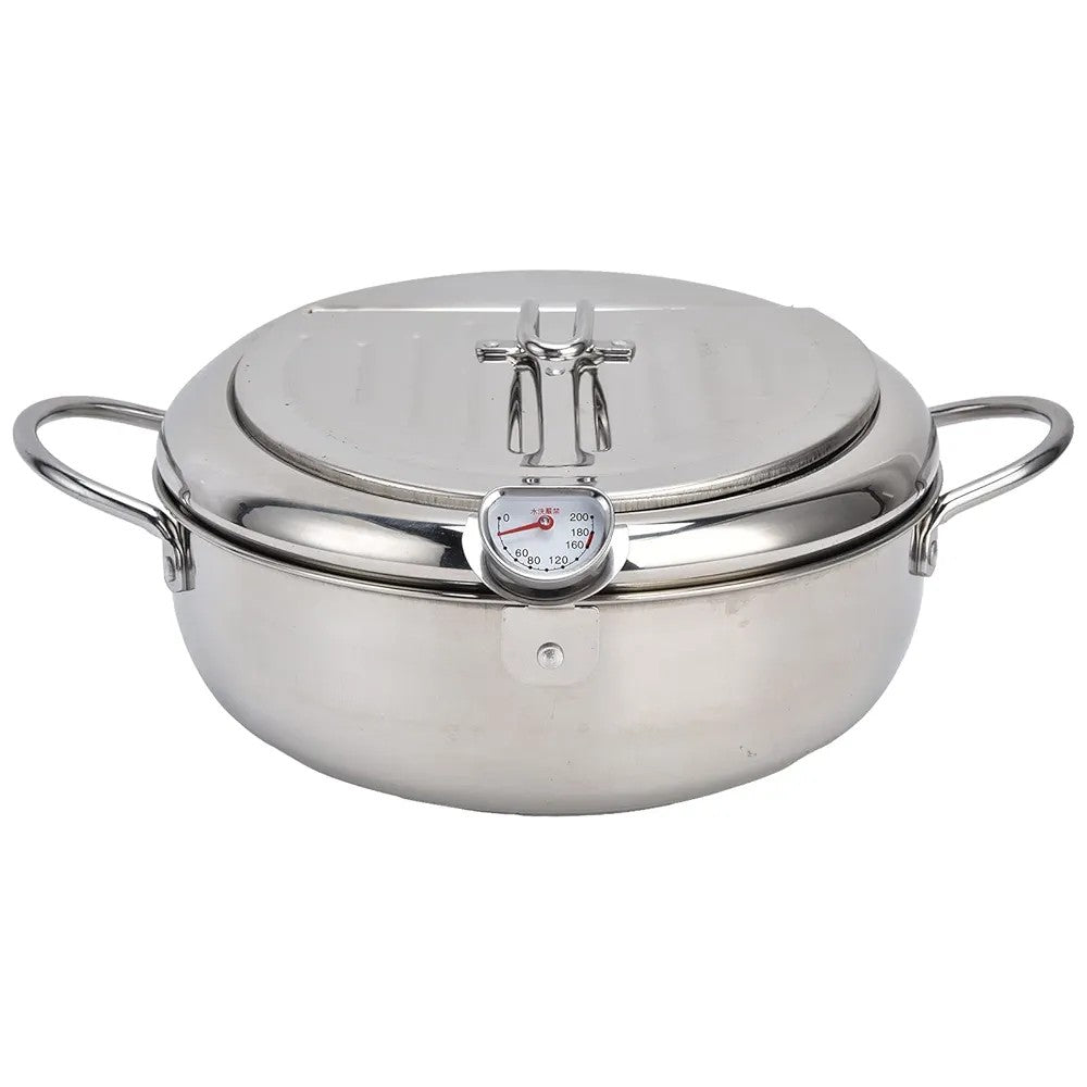 Stainless Steel Deep Fryer Pot with Thermometer Techmanistan