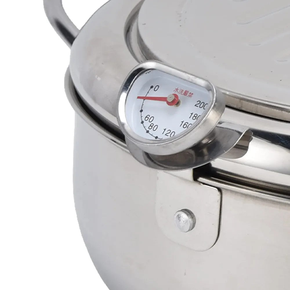 Stainless Steel Deep Fryer Pot with Thermometer Techmanistan