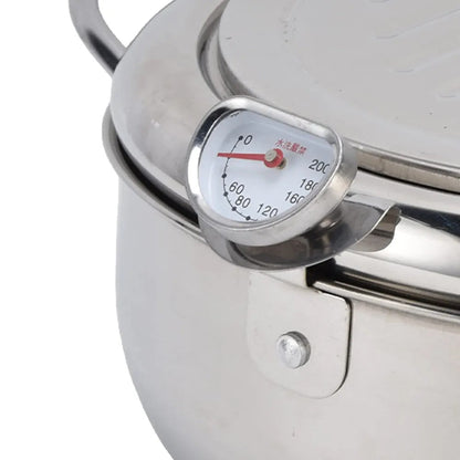 Stainless Steel Deep Fryer Pot with Thermometer Techmanistan