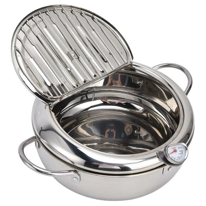 Stainless Steel Deep Fryer Pot with Thermometer Techmanistan