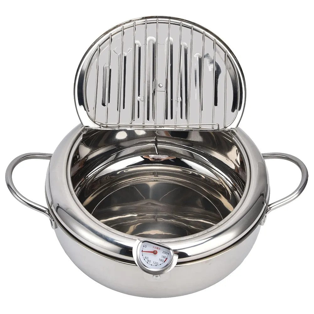 Stainless Steel Deep Fryer Pot with Thermometer Techmanistan