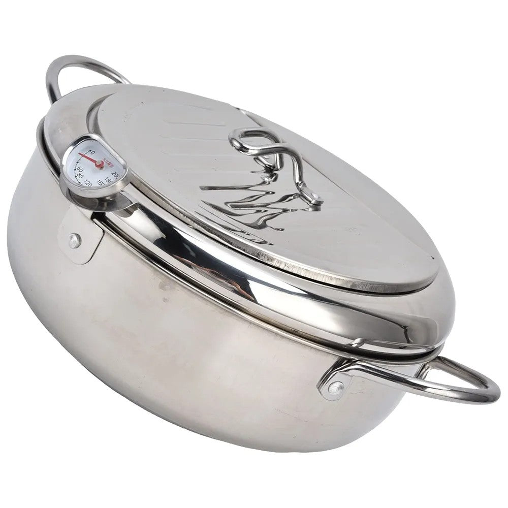 Stainless Steel Deep Fryer Pot with Thermometer Techmanistan