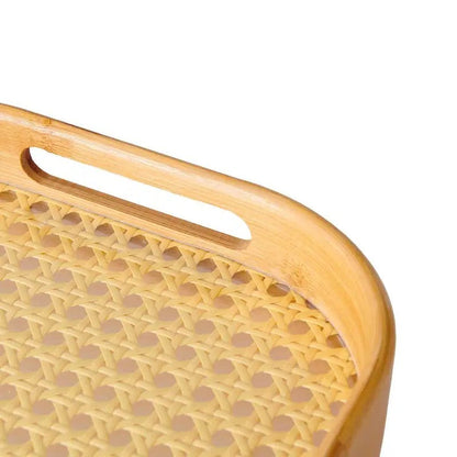 Set of 3 - Bamboo Serving Trays with handles Techmanistan