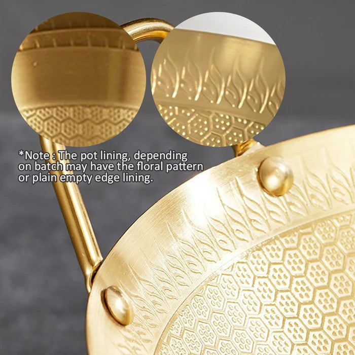 Golden Honeycomb Print Wok with Handles Techmanistan