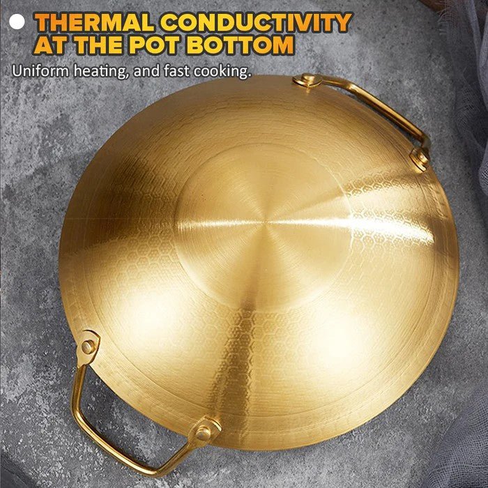 Golden Honeycomb Print Wok with Handles Techmanistan