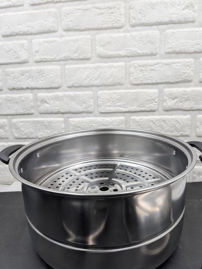 Stainless Steel Three Layers Steamer Pot Steel Lid