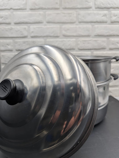 Stainless Steel Three Layers Steamer Pot Steel Lid