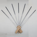 Premium Stainless Steel BBQ Skewers with Wooden Handle – Seekh Kabab Rods (3 & 6 Piece Set)