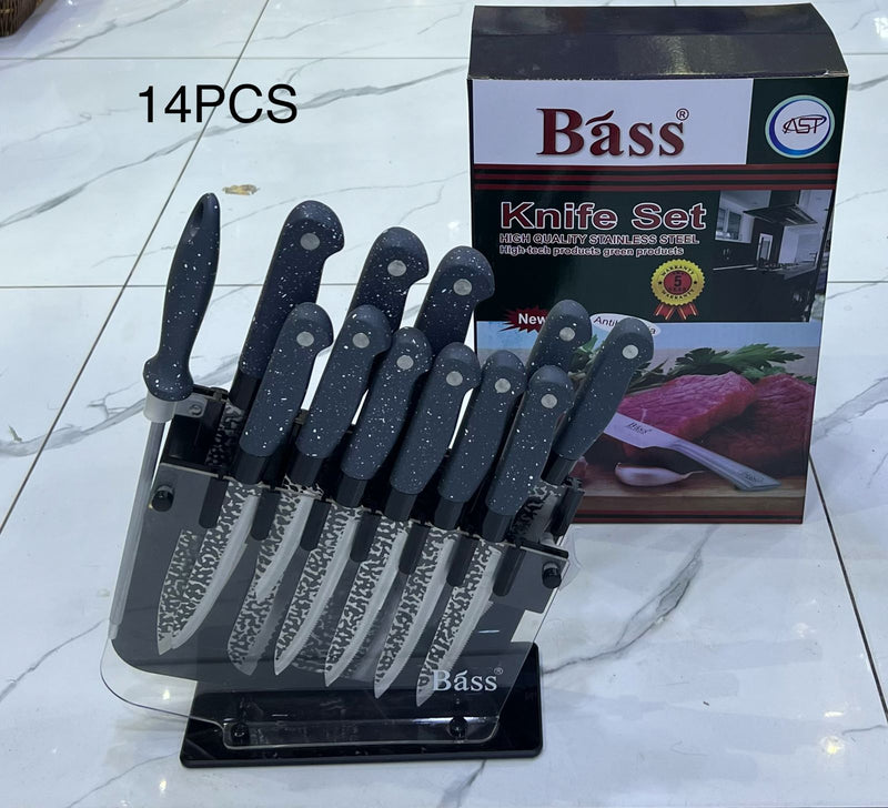 14-Piece Stainless Steel Knife Set with Acrylic Stand