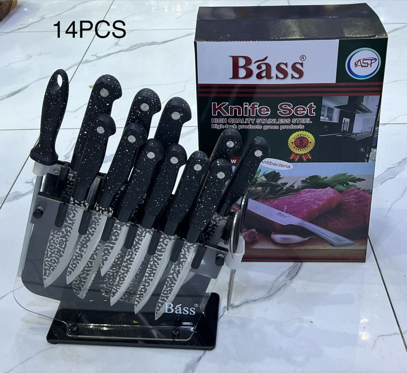 14-Piece Stainless Steel Knife Set with Acrylic Stand