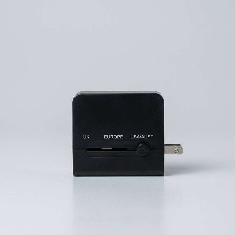 Travel Adapter with Leather Pouch, 3-Way Plugs and 2 USB Ports