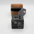Travel Adapter with Leather Pouch, 3-Way Plugs and 2 USB Ports