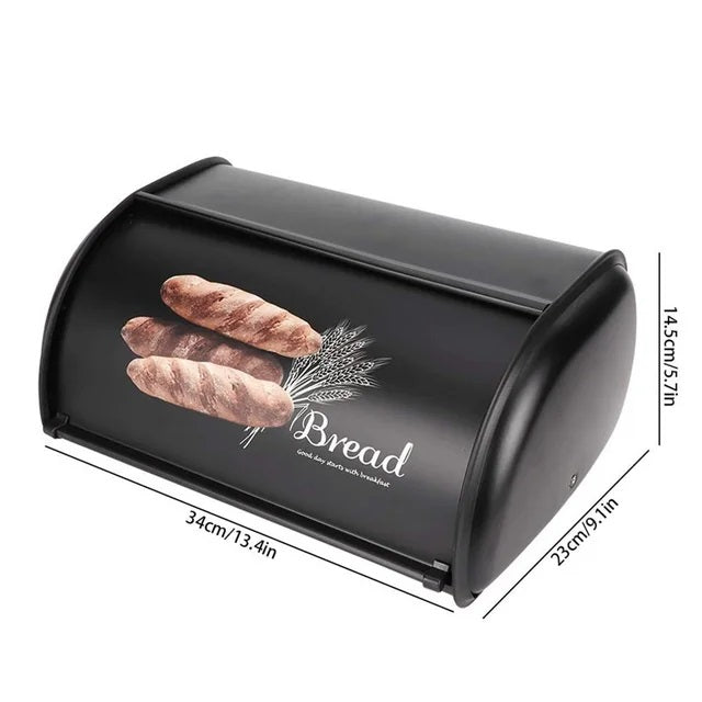 Metal Bread Box with Roll Top