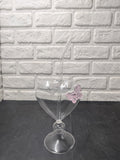 Heart Shaped Glass Butterfly Tumbler with Straw